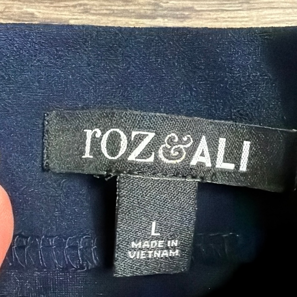 Roz & Ali Navy A-Line Skirt with Gold Accent - Picture 4 of 9